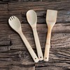 3 Piece Bamboo Wooden Kitchen Utensils Tools Set Spatula Fork