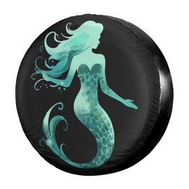 Dujiea Green Mermaid Spare Tire Cover, Universal Wheel Tire Cover Waterproof Dust-Proof Tire Protectors for Jeep Trailer Rv Van SUV Truck Camper and Many Vehicle 14 15 16 17 Inch