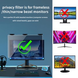 2 Pack Magnetic Hanging Computer Privacy Screen 22 Inch for 16:10 Widescreen Monitor, Removable Privacy Screen Anti Glare Blue Light Computer Screen Privacy Shield, Anti-Scratch 22 in Protector Film