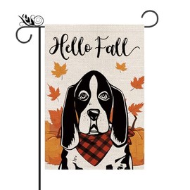 Hello Fall Garden Flag Basset Hound Dog Pumpkins Double Sided Vertical Seasonal Autumn Outdoor Yard Lawn Decorations 12.5 x 18 Inch