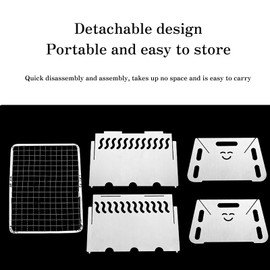 Portable Fire Pit, Camping Fire Pit, Collapsible Fire Pit Stainless Steel Barbecue Grill For Camping, Stainless Steel Folding Fire Pit for Camping Picnic Terrace Garden with Carrying Bag