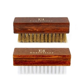 FootFitter Suede & Nubuck Brush Set. Brass & Nylon Brushes for Suede Shoes, Easily Remove Dirt & Debris, Compact Two Pack Set (Made in Germany)