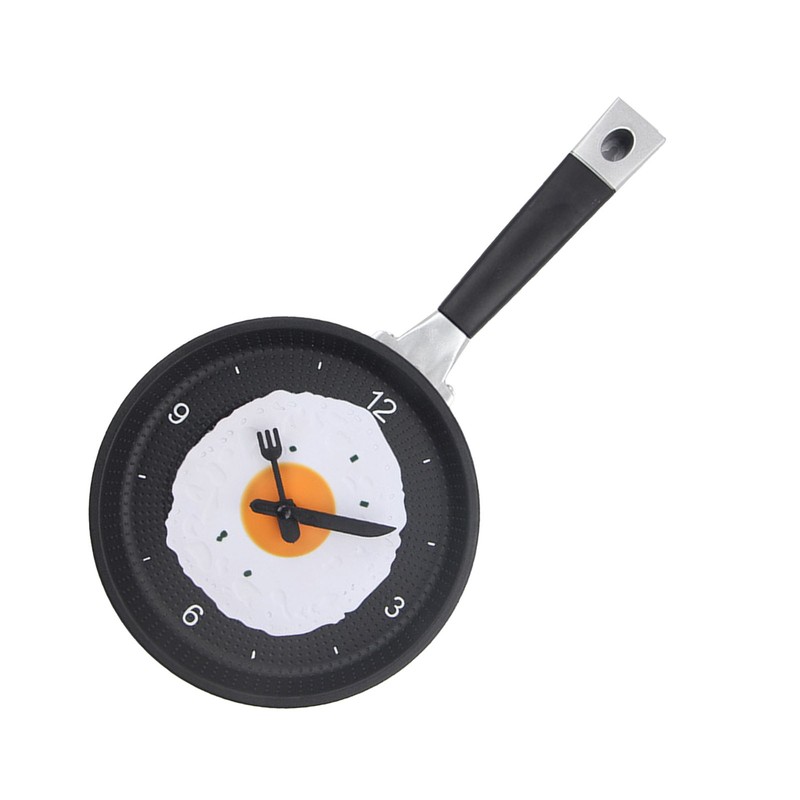 Wall Clock ABS Fried Egg Frying Pan Shape Silent Battery