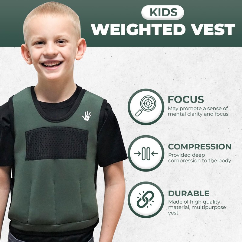 Weighted Vest for Kids - Adjustable Compression Vest, Medium (Ages