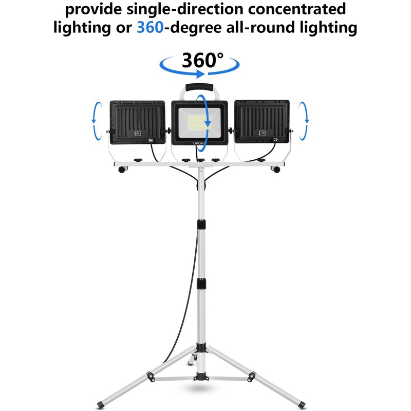 UFOND 22000 Lumen LED Work Light with Stand,3 Head Portable