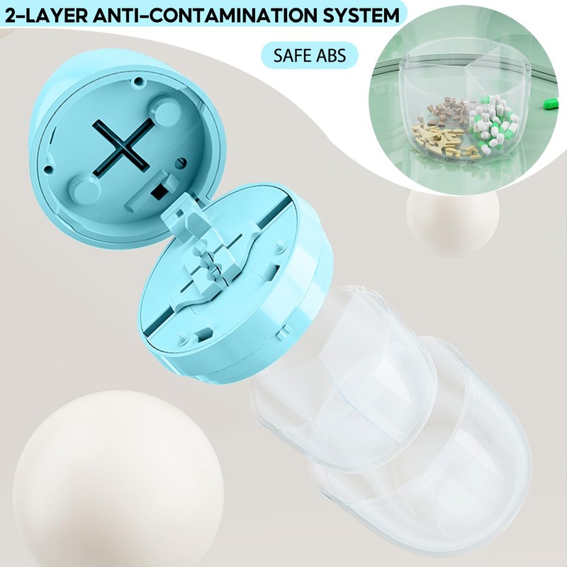 Pill Cutter 1/4 |Precision Quarter Cutter |3-SectionStorage |Crush-Free Blades |Compact