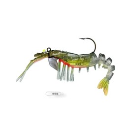 Egret Baits 3.5" Rattler Vudu Shrimp, 1/4oz - Green Hornet (2-Pack) E-VS35R-14-55