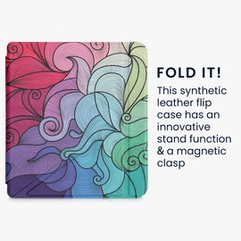 kwmobile Origami Case Compatible with Kobo Libra 2 - Case Slim Premium PU Leather Cover with Stand - Multicolor Dark Pink/Blue/Green