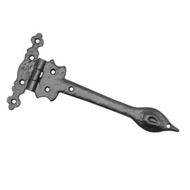 Black Cast Iron Spear Hinges Leaf Design Pair - 9 Inch