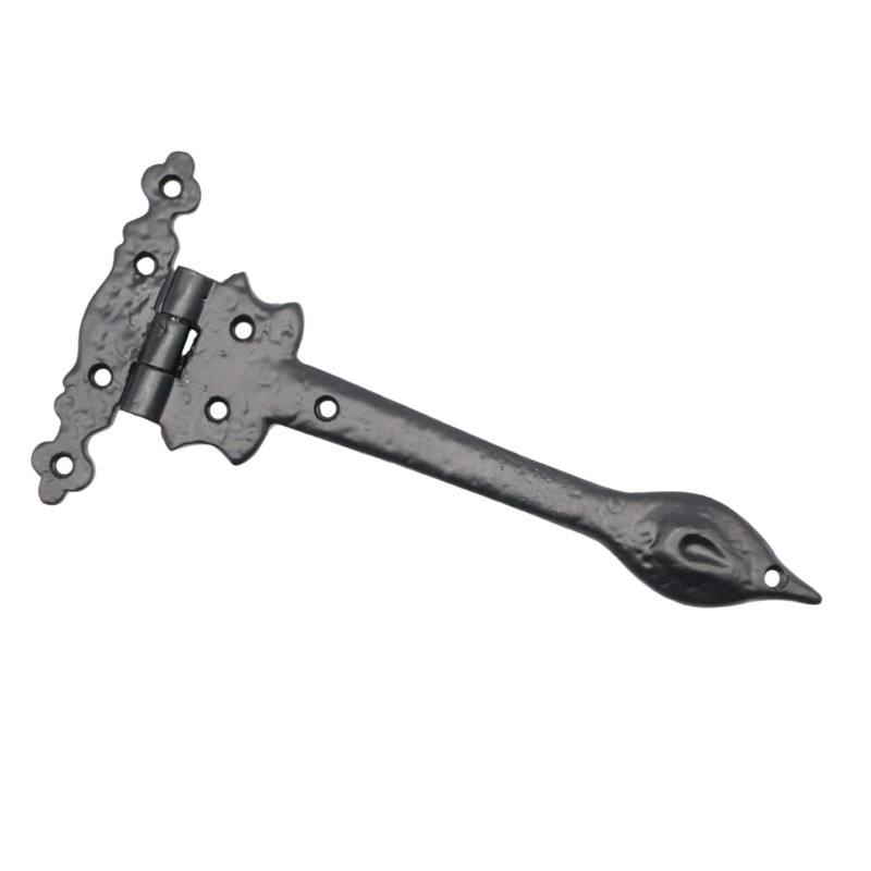 Black Cast Iron Spear Hinges Leaf Design Pair - 9