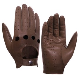 Harssidanzar Men's Leather Driving Gloves, Soft Unlined Gloves, GM026CA, Saddle, Size L