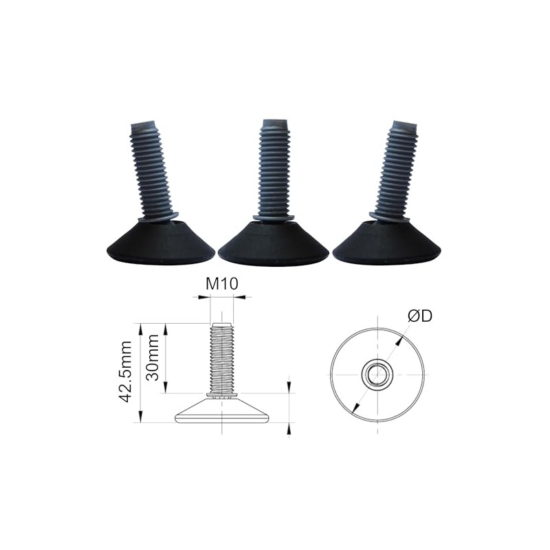 cyclingcolors 4 x Adjustable Foot Adjusting Plate M10 Adjustment Screw