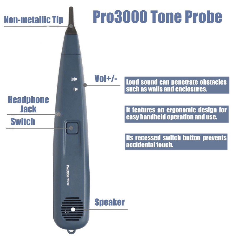 Pro3000 Tone Generator and Probe Kit, Wire Tracer Cable Toner,