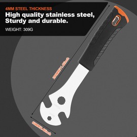 Bike Pedal Wrench, Bicycle Pedal Removal Spanner with Extra Long Handle, Multi-use 15mm, Pedal Removal Tool Spanner, Great Road Mountain Bicycle Pedal Wrench for Removing and Replacing Bicycle Pedals