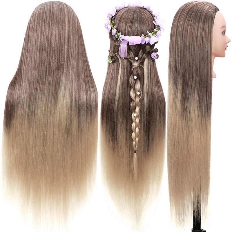Training Head Long Soft Hair Hairdressing Styling Mannequin Head Hat