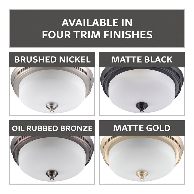 Decorative Round Matte Black 110CFM Bath Fan w/Integrated LED Light