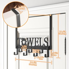 SWTYMIKI Over Door Hooks, Over Door Hanger Without Drilling, Door Hoooks, Heavy Duty Over Door Coat Hooks with 7 Hooks for Hanging Coats, Towels,Clothes, for Bedroom, Bathroom, Living Room