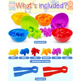 Yetonamr Counting Animal Montessori Toys for 3 4 5 Years Old Boys Girls, Toddler Preschool Learning Activities Toys for Kids Ages 2-4, 3-5, 4-8, Color Sorting Sensory Educational Toys