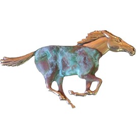 Elaine Coyne Collectible Artwear Verdigris Patina Solid Brass Galloping Horse Pin - USA Made