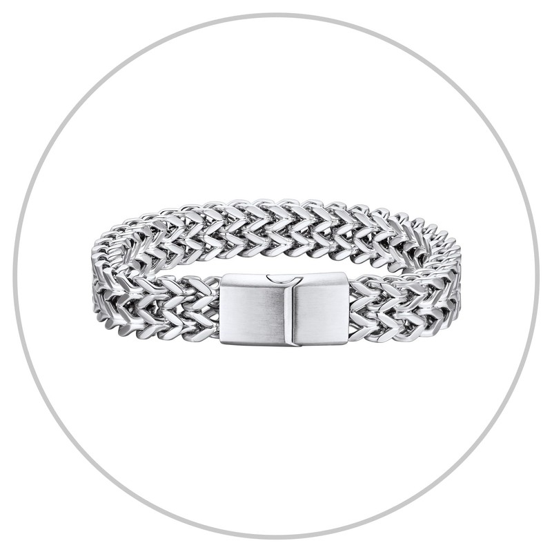 Richsteel Stainless Steel 12MM Franco Chain Bracelet for Men Punk