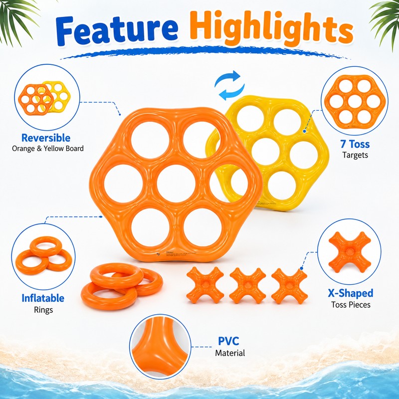 Inflatable Ring Toss Pool Game for Summer Fun – Hexagonal