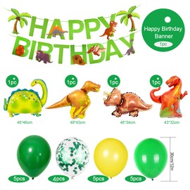 Bluelves Dinosaur Birthday Decoration 6 Years, Decoration Dinosaur Birthday, Birthday Decoration 6 Years Boy, Dino Party Children's Birthday, Balloons Green for Dinosaur Party Jungle Party Children
