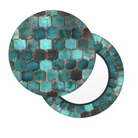 Vykmvtyb Shiny Turquoise Ceramic Bar Stool Covers Round, Stool Pad Cover Seat Cushion Cover Soft Bar Stool Seat Cover Cushion 13 Inch