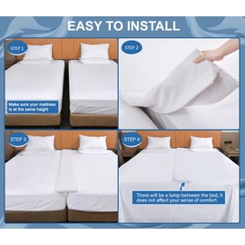 Vekkia Split King Gap Filler for Adjustable Bed,Twin to King Bed Converter Kit,Bed Bridge Twin to King,Mattress Connector with Washable Cover,for Guests Stayovers,Family Room(75in×10in)