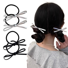 Senteria Hair Elastic Ribbon, Black, Stylish, Adult, Silver, Hair Accessories, PU Leather, Cute, Hair Elastic, Children, Hair Clip, Hair Ribbon, Girls, Women's, School Entrance Ceremonies, Graduation