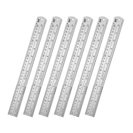 Classic Ruler 12 Inch Stainless Steel Ruler Straight Edge Metal Rulers for Measuring Tool 6 Pack Set