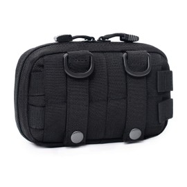Tactical Molle Horizontal Admin Pouch Compact 1000D Utility EDC Tool Bag with Shoulder Strap (Black)