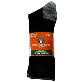 Weatherproof Men's Outdoor Wool Blend Crew Socks, 6-12 Shoe Size, 5 Pairs (Multicolor)