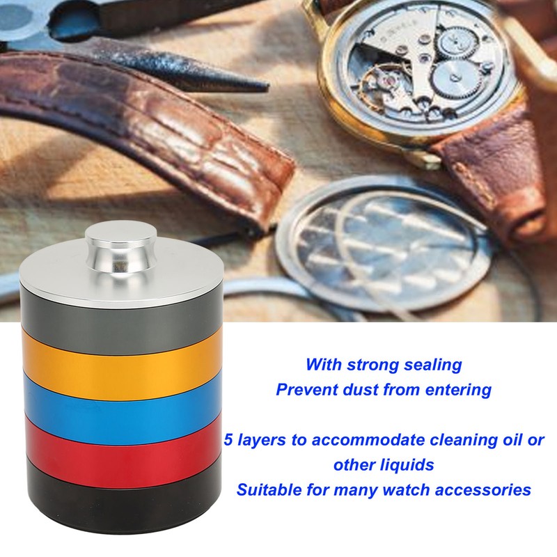 Watch Oil Washing Jar Aluminium Alloy 5 Layers Watch Movement