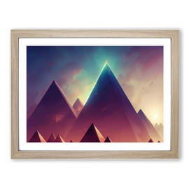 Futuristic Pyramids Vol.3 Abstract H1022 Framed Print for Living Room Bedroom Home Office Décor, Wall Art Picture Ready to Hang, Oak A4 Frame (34 x 25 cm)