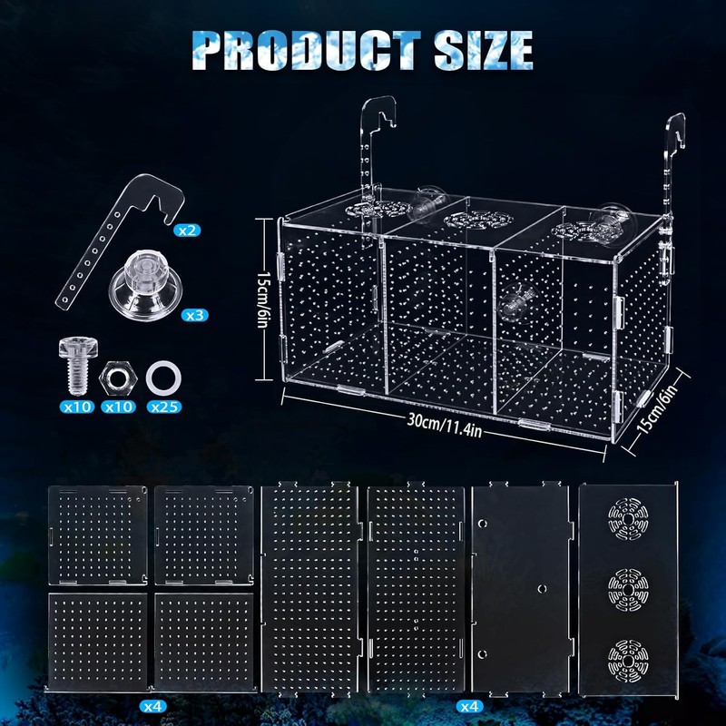Fish Breeding Box, Acrylic Fish Isolation Box,Fish Separator for Aquarium,