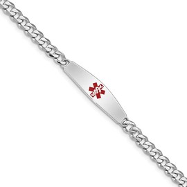 Sterling Silver Rhodium-plated Medical ID Bracelet w/Curb Link