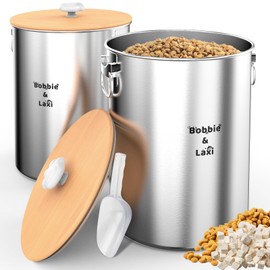 25 Lbs Stainless Steel Dog Food Storage Container with Lids Airtight to Keep Food Fresh, Metal Pet Food Bin Claw Handle Easy Clean & Use for Big Dog Multiple Pet, Long-Lasting Cat Litter Storage, 2PK