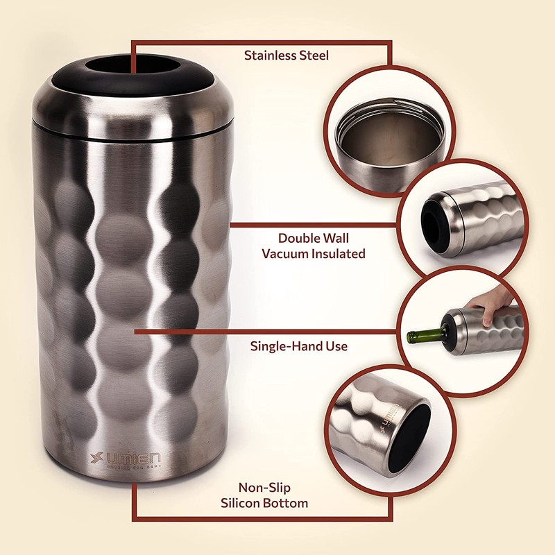 Premium Wine Chiller - 750ml Stainless Steel Bottle Cooler, Double-Walled