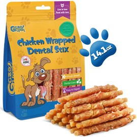 Gazeupon Dog Dental Sticks, Healthy Dog Treats, Made with Real Chicken and Peanut Butter w/Glucosamine Chondroitin, Easy to Digest