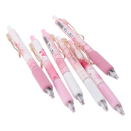 GetCoupon 6 Pcs Gel Ink Pens Retractable Pens, 0.5mm Black Ink Silent Click Extra Fine Smooth Writing Pens, Cute Pens Aesthetic pens, for Office Supplies(Pink rose)