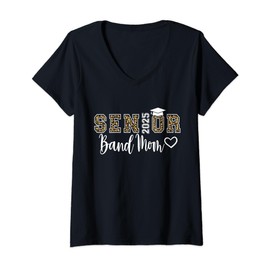 Womens Senior Band Mom 2025 Marching Band Parent Class of 2025 V-Neck T-Shirt