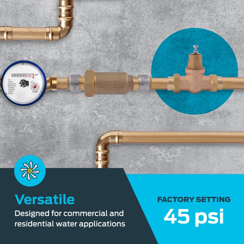Cash Acme EB45 Pressure Regulating Valve, Double Union, 1 Inch