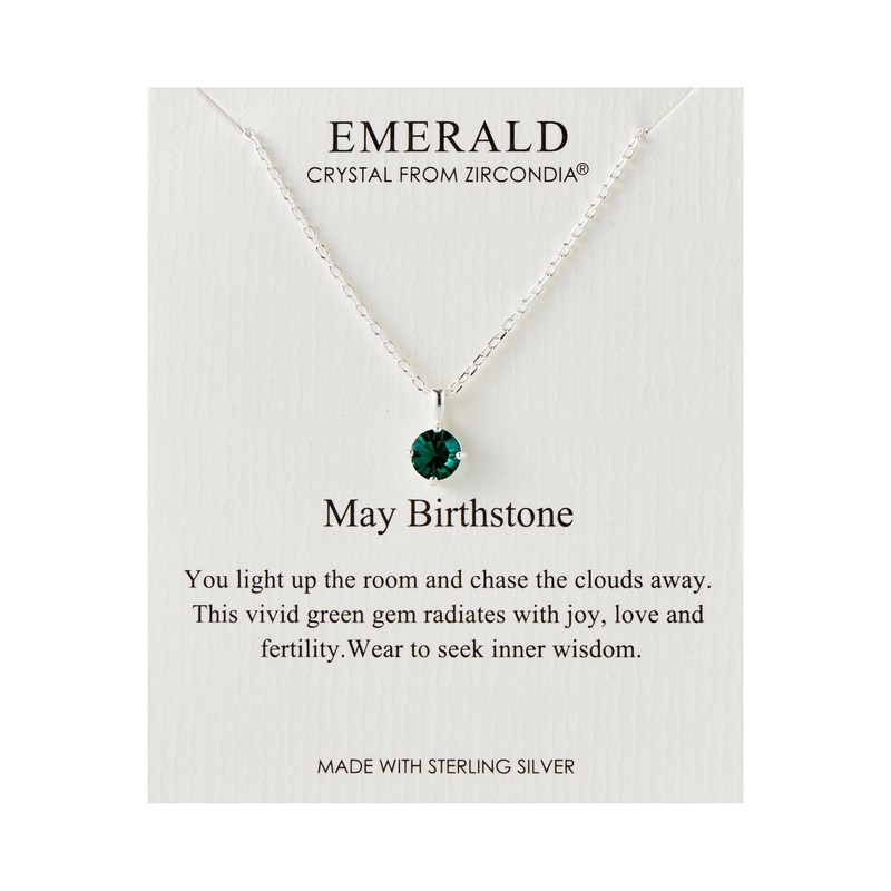 Philip Jones Sterling Silver May (Emerald) Birthstone Necklace Created with