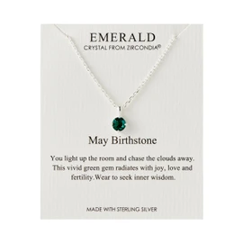 Philip Jones Sterling Silver May (Emerald) Birthstone Necklace Created with Zircondia® Crystals