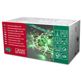 Konstsmide 3172-903 LED Decorative Light Set Green and Transparent Beads/for inside (IP20) / 24V internal transformer / 32 Green Diodes/Transparent Cable