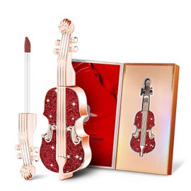 Lápiz labial mate de larga duración en rojo aterciopelado, diseño exclusivo con apariencia de violín, lápiz labial líquido resistente al agua y...    