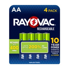 Rayovac Rechargeable AA Batteries, Rechargeable Double A Batteries (4 Count)