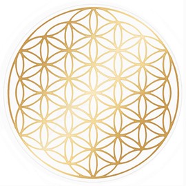 atalantes spirit Flower of Life Stickers 3 cm, Pack of 50 with Protective Varnish, Colour Gold, 1 Outer Circle, One Circle, Transparent Film