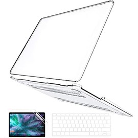 B BELK Compatible with MacBook Air 13 Inch Case 2022 2021 2020 2019 2018 Release A2337 M1 A2179 A1932 Touch ID, Clear Plastic Hard Shell Case + Keyboard Cover + Screen Protector Retina, Transparent