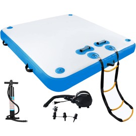 TONKOUM 8ft x 6 ft Floating Dock Water Platform, Multi-People Inflatable Water Mat Swim Docks, Inflatable Dock Raft for Lake/Boat/Island/Pool